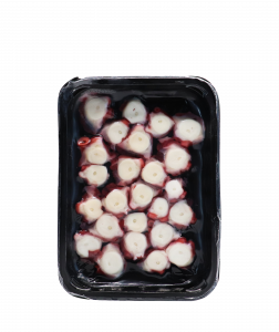 Cooked octopus slices skin