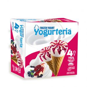YOGURTERIA- BLACKCURRANT, BLUEBERRY AND POMEGRANATE FROZEN YOGURT CONES LACTOSE FREE- 410ml