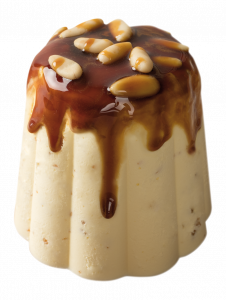 FLAN BISCUIT VANILLA ICE CREAM WITH ALMOND CRUNCH