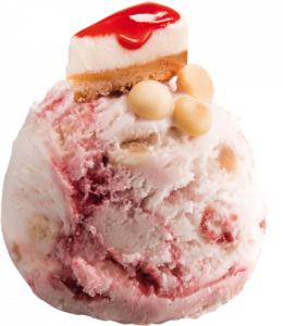 CHEESECAKE with strawberry & cookies ICE CREAM-DECORATED SCOOPING