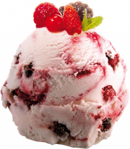 YOGURT & FRUITS OF THE FOREST ICE CREAM -DECORATED SCOOPING