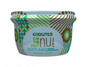 COCONUT NUT Green Pitted Olives Aromatized with coconut flavour