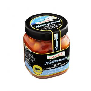 Chickpeas with sliced olives & carrots in tomato sauce