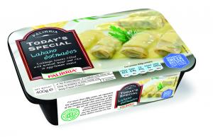 Cabbage leaves stuffed with minced meat in egg-lemon sauce