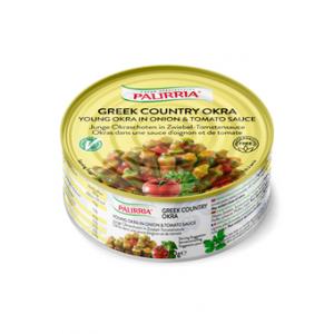 Greek Country Okra, Young okra in onion & tomato sauce