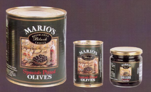 Food service tins. A-10 sliced black olives.