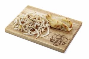 Pulled, sliced and cubes of roasted Chicken fillet