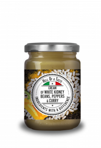 CREAM OF WHITE KIDNEY BEANS PEPPERS AND CURRY