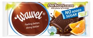 No Added Sugar Dark 70% Cocoa Chocolate with pieces of orange