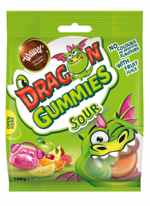DRAGON GUMMIES SOUR -  mix of gummies with different flavours: raspberry, apple, lemon, cherry, orange, pineapple