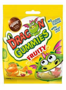 DRAGON GUMMIES FRUITY - mix of gummies with different flavours: apple, raspberry, lemon, cherry, orange, pineapple