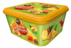 FAMILY BOX FRESH&FRUITY PURE - Mix of filled jellies with fruity filling: pineapple and orange with raspberry filling and raspberry and lime with lemon filling
