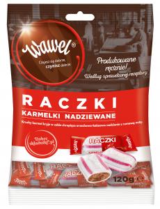 RACZKI - filled hard caramels with peanut and rum aroma filling