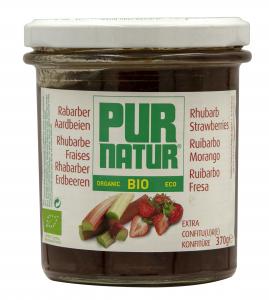 PUR NATUR ORGANIC RHUBARB-STRAWBERRY JAM 370G - 50% FRUITS