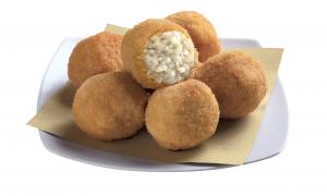 Breaded rice balls with cheese and pepper (