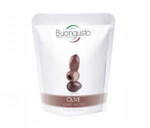 Pitted Leccino olives in 150g doypack pouch