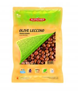 Pitted Leccino olives in 1000g pouch