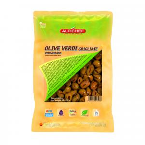 Grilled and pitted green olives in 1000g pouch