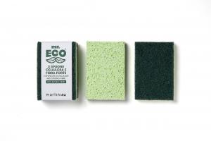 Double action scourer sponge  - 2 pcs.  vegetable cellulose with strong fiber (pack  FSC paper)