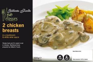 Chicken breast with mushroom and white wine sauce