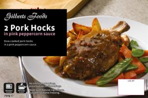 Pork hocks in pink peppercorn sauce