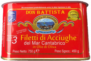 Cantabrian anchovies fillets in olive oil in tin