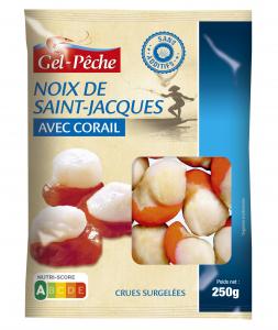 Frozen roe on scallops