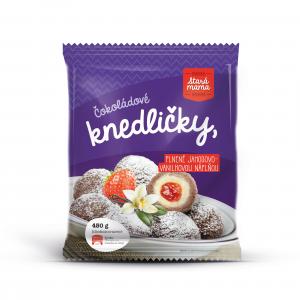 Chocolate dumplings with strawberry and vanilla filling