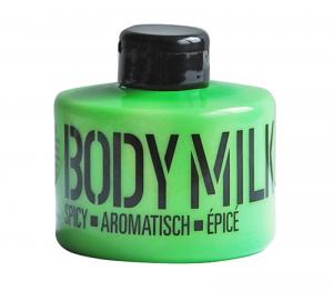 STACKABLE translucent lime PET bottle body milk, 300ml - white - spicy fragrance - 2701409