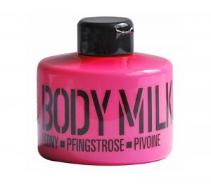 STACKABLE translucent pink PET bottle body milk, 300ml - white - peony fragrance - 2701411