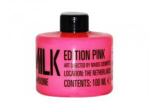 STACKABLE translucent pink PET bottle body milk, 100ml - white - peony fragrance - 2701425