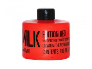 STACKABLE translucent red PET bottle body milk, 100ml - white - poppy fragrance - 2701426