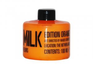 STACKABLE translucent orange PET bottle body milk, 100ml - white - blossom fragrance - 2701427