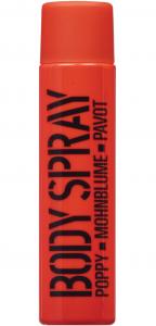 STACKABLE translucent red PET bottle body spray, 100ml - clear - poppy fragrance - 2701455