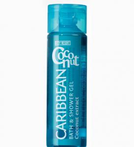 BODY RESORT clear blue PET bottle bath & shower gel, 250ml - clear - caribbean coconut fragrance - coconut extract - 2703701