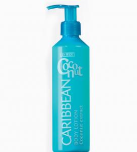 BODY RESORT clear blue PET bottle body lotion, 250 ml - white - caribbean coconut fragrance - coconut extract - 2703706