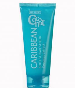 BODY RESORT clear blue tube body sugar scrub, 250g - white - caribbean coconut fragrance - coconut extract - 2703716