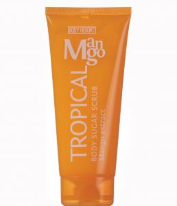 BODY RESORT clear orange tube body sugar scrub, 250g - white - tropical mango fragrance - mango extract - 2703718