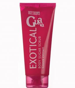 BODY RESORT clear pink tube body sugar scrub, 250 g - white - exotical guava fragrance - guava extract - 2703719