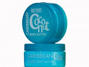 BODY RESORT clear blue jar body butter, 200 ml - white - caribbean coconut fragrance - coconut extract - 2703777