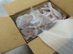 Frozen tuna steaks