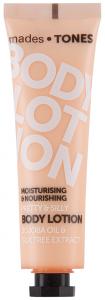 mades • TONES pretty & silly body lotion in translucent peach printed tube, 65ml - sensual fragrance - silk tree extract - 2703950