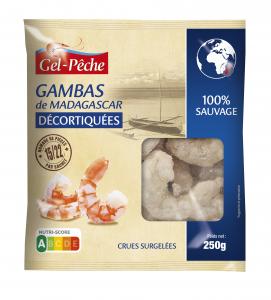 Wild Madagascar raw peeled shrimps