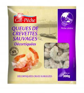 Wild raw peeled shrimps