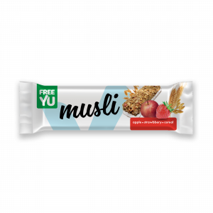 FreeYu musli bar with apple and strawberry