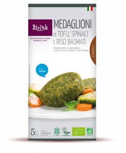 Medallions with tofu, spinach and basmati rice