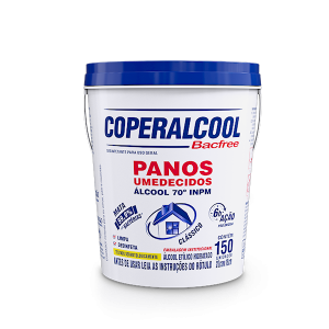 COPERALCOOL BACFREE DISINFECTING WIPES BUCKET 70%- CLASSIC - INSTITUTIONAL WITH 150 UN 20 X 16 CM