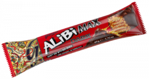 ALIBI CHOCOLATE BAR WITH CARAMEL AND RICE CRISPS IN DARK CHOCOLATE  48 G