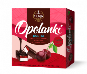 Marshmallow with cherry jelly in chocolate