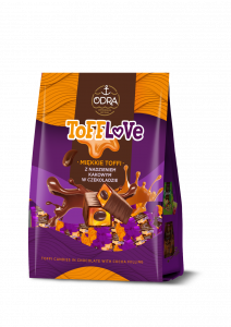 Toffi candies in chocolate with cocoa filling